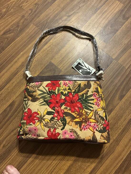 EGO Handbags - EGO Women's Tropical Floral Embroidered Canvas Shoulder Bag